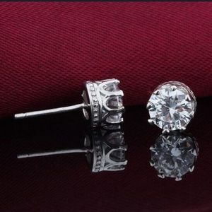 Crown Gold Plated Silver Stud Earrings